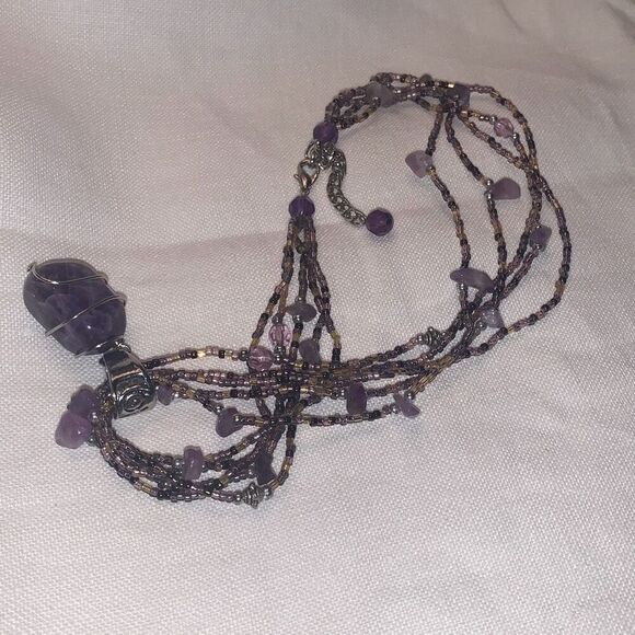 Amethyst Multi Strand Beaded Necklace - Picture 14 of 14